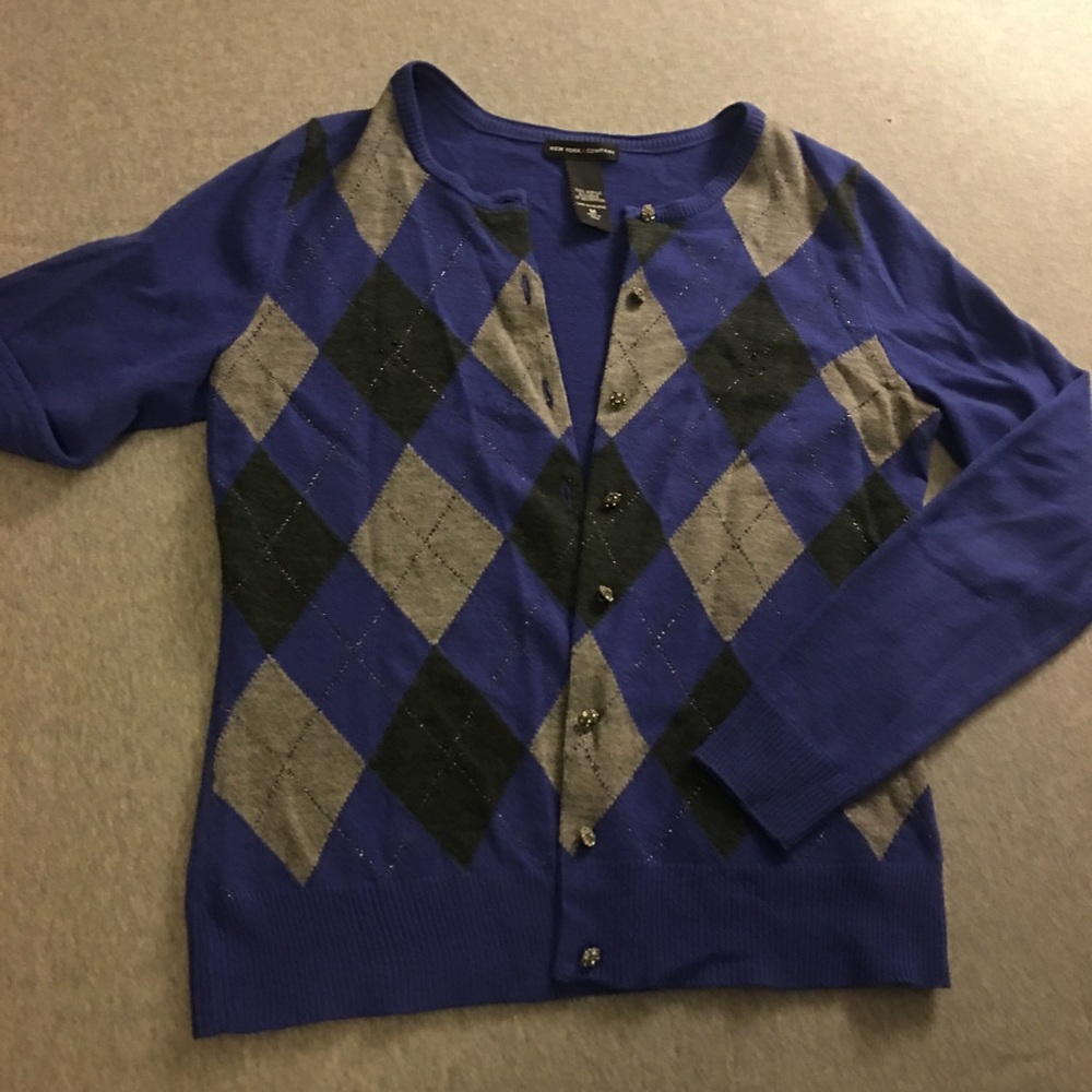 Purple Argyle Cardigan